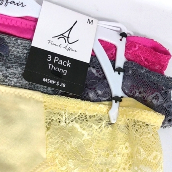 FRENCH AFFAIR 3 PACK LACE THONG PANTIES SIZE MEDIUM NWT - Picture 3 of 6